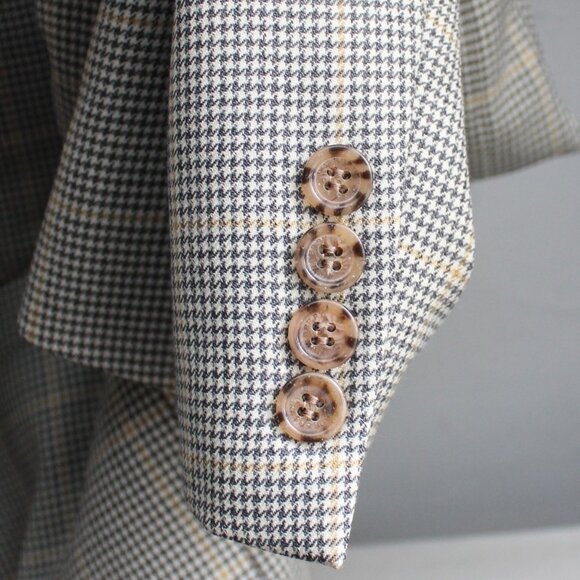 BURBERRY LONDON Men's Sport Coat Grey Houndstooth Plaid 3-Button Blazer Size 48L - Picture 6 of 7